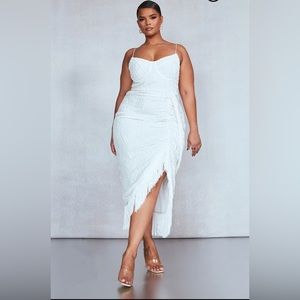 Plus size white midi dress